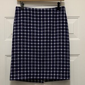 Talbots Royal Blue, Black and White Wool Blend Checkered Pencil Skirt Size 6 P